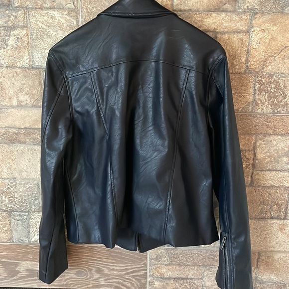 Navy blue leather jacket - Picture 2 of 7